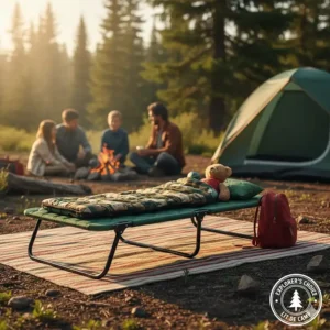 A smaller model lit de camp designed for children, perfect for family outdoor adventures.