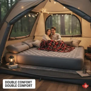 A wide double matelas pour camping providing comfort for couples camping in provincial parks.