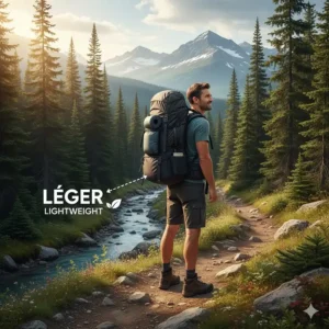 Lightweight and compact matelas pour camping attached to a hiking backpack for backcountry trekking.