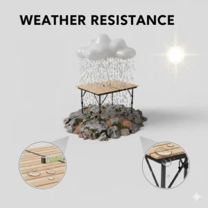 Weather-resistant aluminum camping table camping gear designed to withstand rain and harsh Canadian sun.