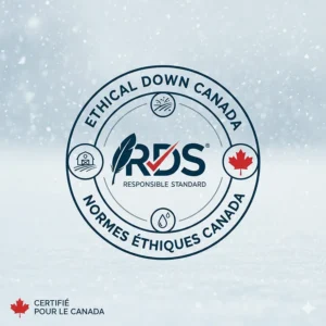 Illustration of ethical sourcing standards for down sleeping bags sold in the Canadian market.
