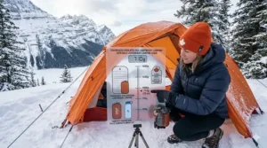 Illustration comparing the weight and packability of a compact winter insulated sleeping pad for Canadian backcountry hiking.