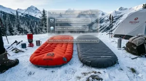 A comparison chart showing the R-values of the Nemo Tensor Extreme vs XTherm for Canadian winter camping.