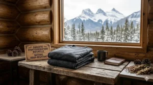 A detailed close-up of the merino wool fabric texture with an overlaid molecular diagram showing how natural antimicrobials prevent odor-causing bacteria growth.