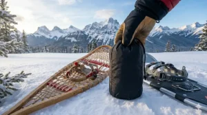 Illustration of the glove-friendly control valve on a compact winter backpacking stove, ideal for extreme cold in Northern Canada.