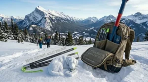 A diagram showing the proper conveyor belt shoveling technique using a sturdy D-grip avalanche shovel.