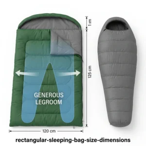 Graphic showing how two rectangular sleeping bags for camping can be zipped together for couples.