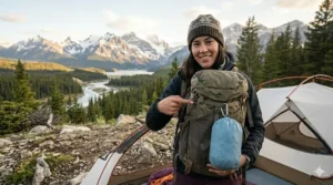 Lightweight inflatable camping pillow ideal for backcountry camping trips.
