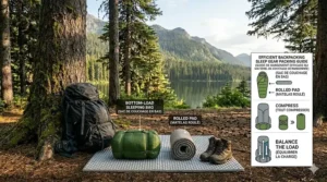 An illustration of an insulated sleep system setup for Canadian winter camping.