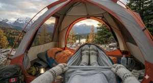 Moisture-wicking sleeping bag liner for summer hiking.
