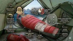 Visual demonstration of how to measure for a proper sleeping bag fit and size.