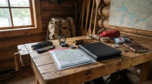 Essential navigation gear including map cases for safe wilderness paddling.