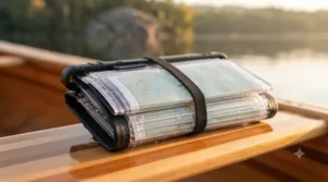 Transparent waterproof map case with touch screen visibility | Étui à carte transparent et imperméable avec écran tactile