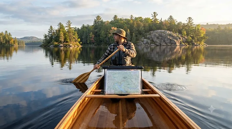 Waterproof map case for canoe tripping on an Ontar