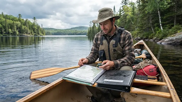 Comparison of waterproof map cases and binders for canoe camping in Canada. waterproof map case vs waterproof binder canoe camping
