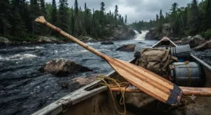 A heavy-duty canoe paddle for canoe tripping, built to withstand the rugged conditions of northern Canadian waterways.